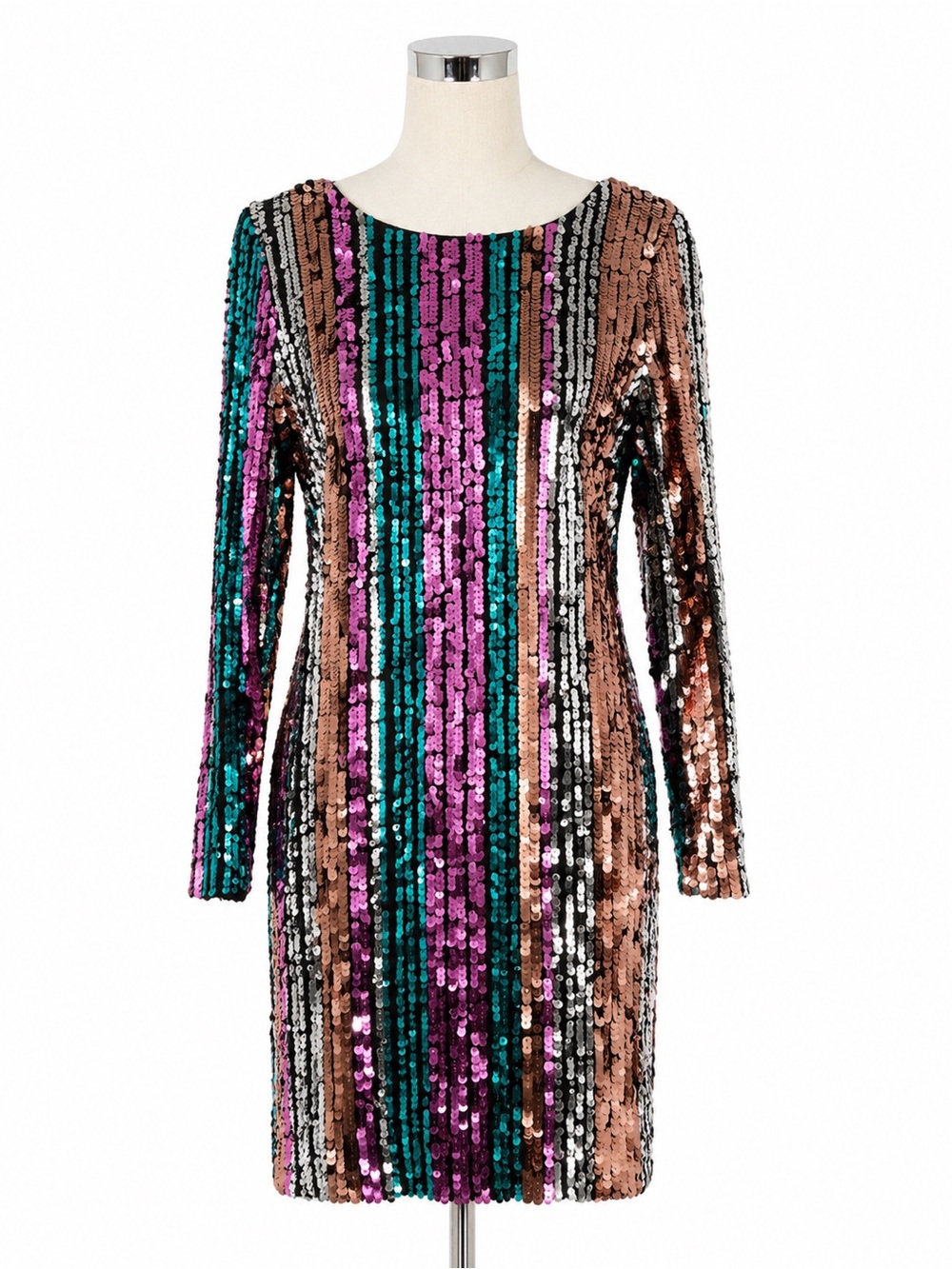 Dress, green, pink, silver, copper